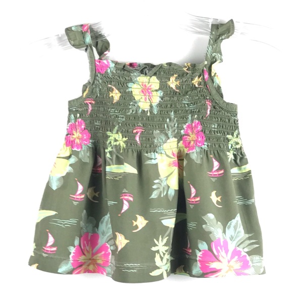 Carter’s Army Green floral sundress/top. - Picture 2 of 5
